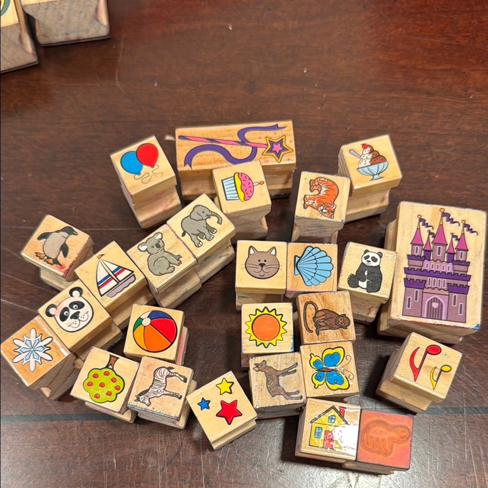 Rubber stamp large bundle wooden stamps Melissa and Doug